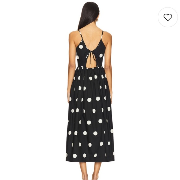 NWT Ciao Lucia Neroni Polka Dot Bow Ribbon Cotton Poplin Open Back Maxi Dress - Picture 7 of 16